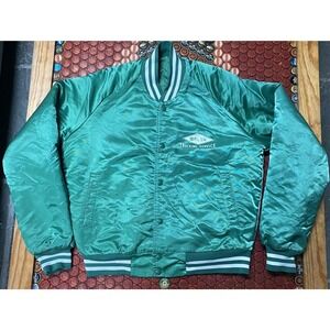 Ford Green Satin Bomber Jacket with Striped Trim